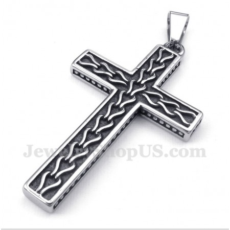 Men's Titanium Casted Chain Cross Pendant with Free Chain