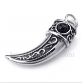Men's Titanium Casted Horns Black Zircon Pendant with Free Chain