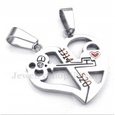 Titanium Heart Shaped Lock Couple's Pendant with Free Chain (One Pair)