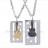 Titanium Guitar Couple's Pendant with Free Chain (One Pair)