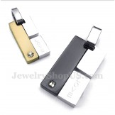 Titanium LOVE Rectangle Couple's Pendant with Free Chain (One Pair)