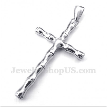 Men's Titanium Bamboo Cross Pendant with Free Chain