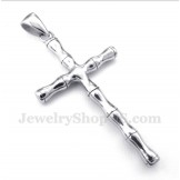 Men's Titanium Bamboo Cross Pendant with Free Chain