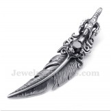 Men's Titanium Black Feather Pendant with Free Chain