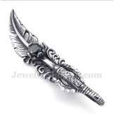 Men's Titanium Black Feather Pendant with Free Chain