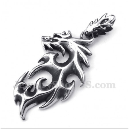 Men's Titanium Fire Dragon Pendant with Free Chain