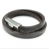 Men's Titanium Leather Bracelet