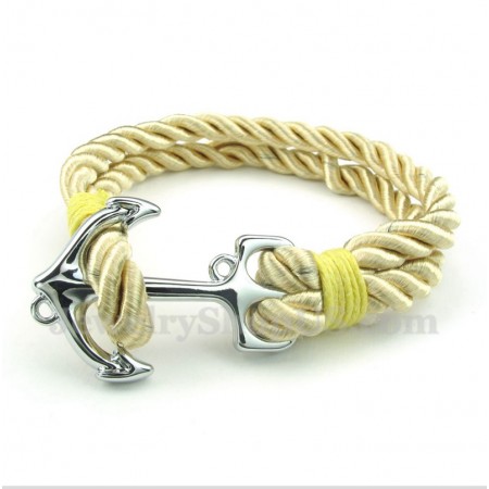 Men's Titanium Anchor Cotton Rope Bracelet
