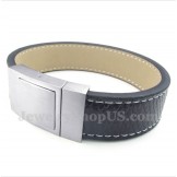 Men's Titanium Leather Bracelet