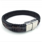 Men's Titanium Leather Bracelet