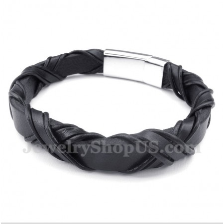 Men's Titanium Leather Bracelet