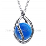 Men's Titanium Blue Opal Pendant with Free Chain