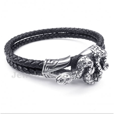 Men's Titanium Leather Bracelet