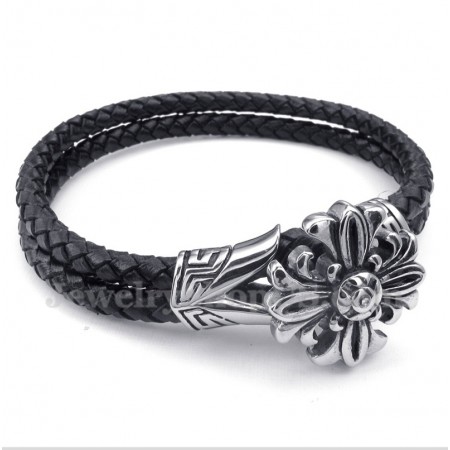 Men's Titanium Leather Bracelet