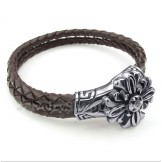 Men's Titanium Leather Bracelet