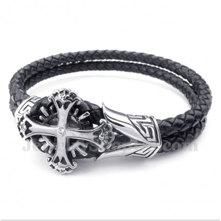 Men's Titanium Leather Bracelet