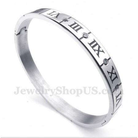 Men's Titanium Diamond Roman Numerals Bracelet
