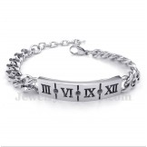 Men's Titanium Roman Numerals Diamond Bracelet