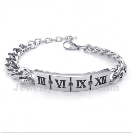 Men's Titanium Roman Numerals Diamond Bracelet