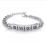 Titanium Roman Numerals Diamond Couple's Bracelet (One Pair)