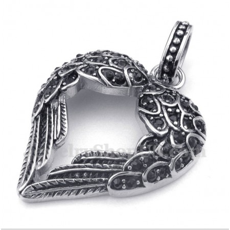 Men's Titanium Diamond Feather Pendant with Free Chain