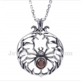Men's Titanium Red Diamond Spider Pendant with Free Chain