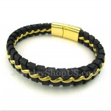 Men's Titanium Leather Bracelet