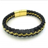 Men's Titanium Leather Bracelet