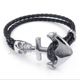 Men's Anchor Leather Titanium Bracelet