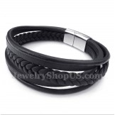 Men's Leather Titanium Bracelet