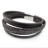 Men's Leather Titanium Bracelet