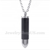 Men's Titanium Black Bullet Pendant with Free Chain