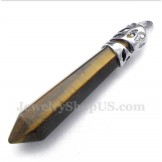 Men's Tiger's-Eye Gemstones Hexagon Prism Pendant with Free Chain