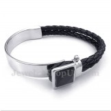Men's Leather Titanium Bracelet