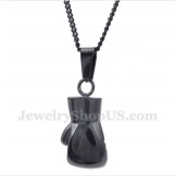 Men's Titanium Black Boxing Glove Pendant with Free Chain