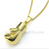 Men's Titanium Gold Boxing Glove Pendant with Free Chain