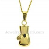 Men's Titanium Gold Boxing Glove Pendant with Free Chain