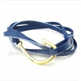 Men's Leather Hooks Titanium Bracelet