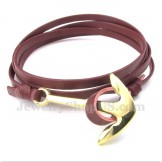 Men's Leather Anchor Titanium Bracelet