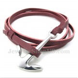 Men's Leather Anchor Titanium Bracelet