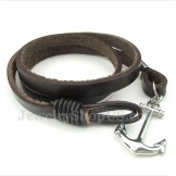 Men's Titanium Leather Anchor Bracelet