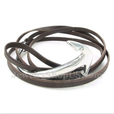 Men's Titanium Leather Anchor Bracelet
