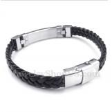 Men's Leather Rose Gold Titanium Bracelet