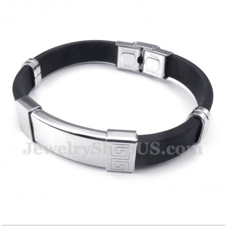 Men's Titanium Rubber Greek Meander Pattern Bracelet