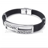 Men's Titanium Rubber Greek Meander Pattern Bracelet
