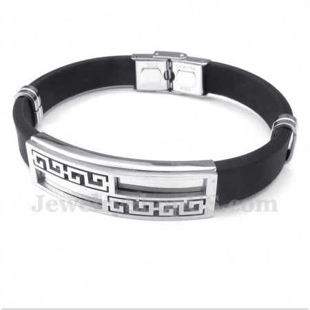 Men's Titanium Rubber Greek Meander Pattern Bracelet