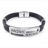 Men's Titanium Rubber Greek Meander Pattern Bracelet