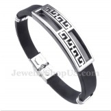 Men's Titanium Rubber Greek Meander Pattern Bracelet