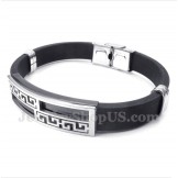 Men's Titanium Rubber Greek Meander Pattern Bracelet