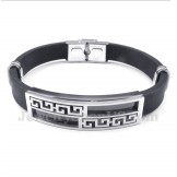 Men's Titanium Rubber Greek Meander Pattern Bracelet